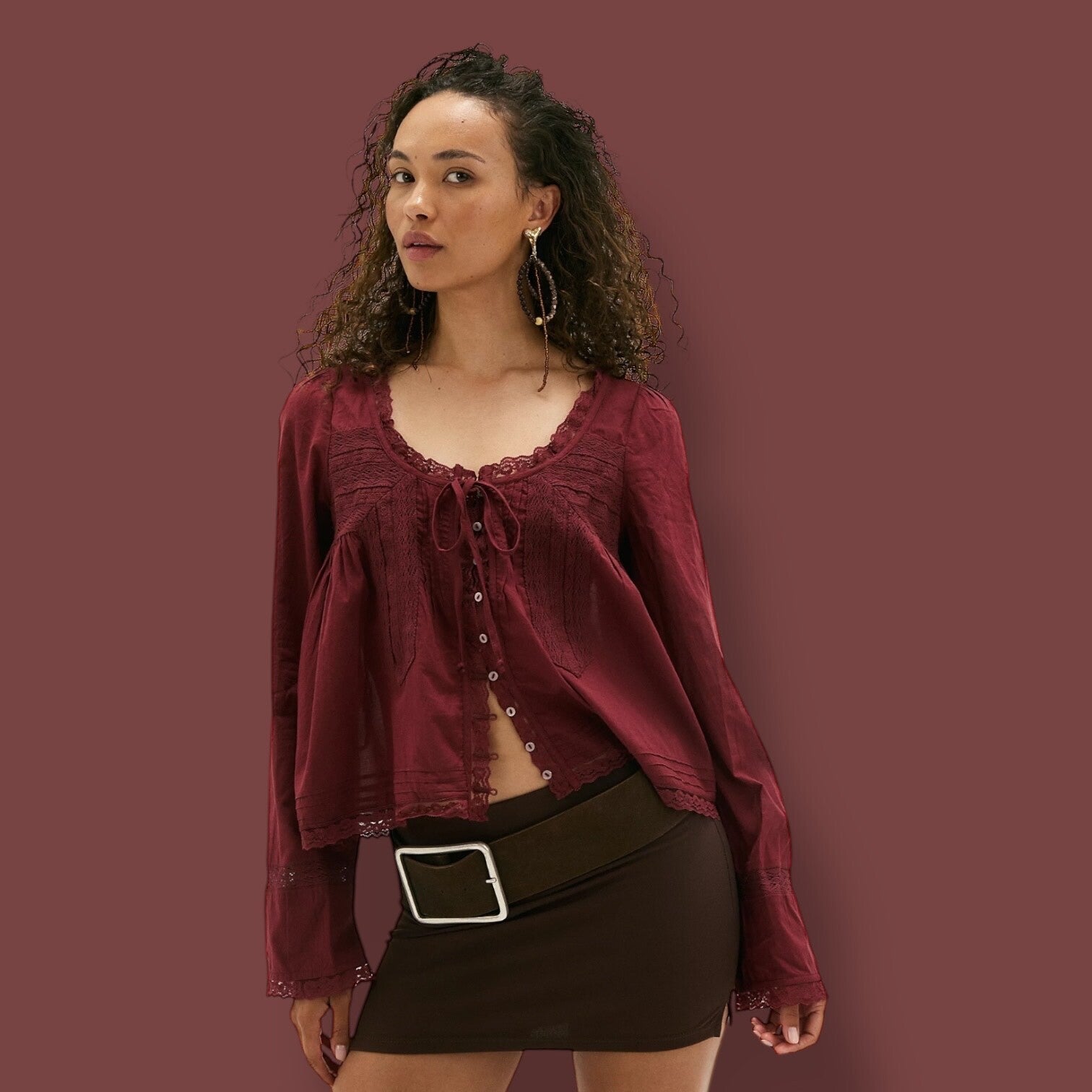 フリーピープル Free People Forevermore Long Sleeve Top レディース シャツ トップス Syrah Free People Forevermore Long-Sleeve Top | Pacific City